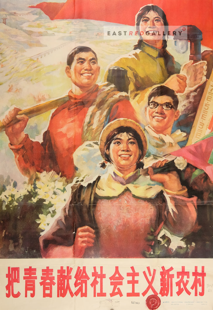 image of 1976 Chinese poster Dedicate your youth to the new socialist countryside